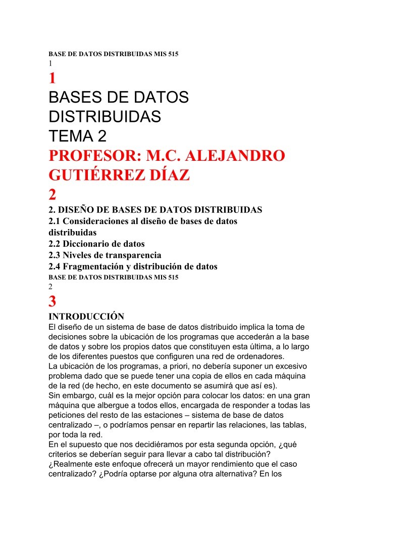 Imágen de pdf BASE DE DATOS DISTRIBUIDAS MIS 515 - 2. DISEÑO DE BASES DE DATOS DISTRIBUIDAS
